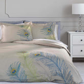 Embroidered Peacock Cotton Duvet Cover Set
